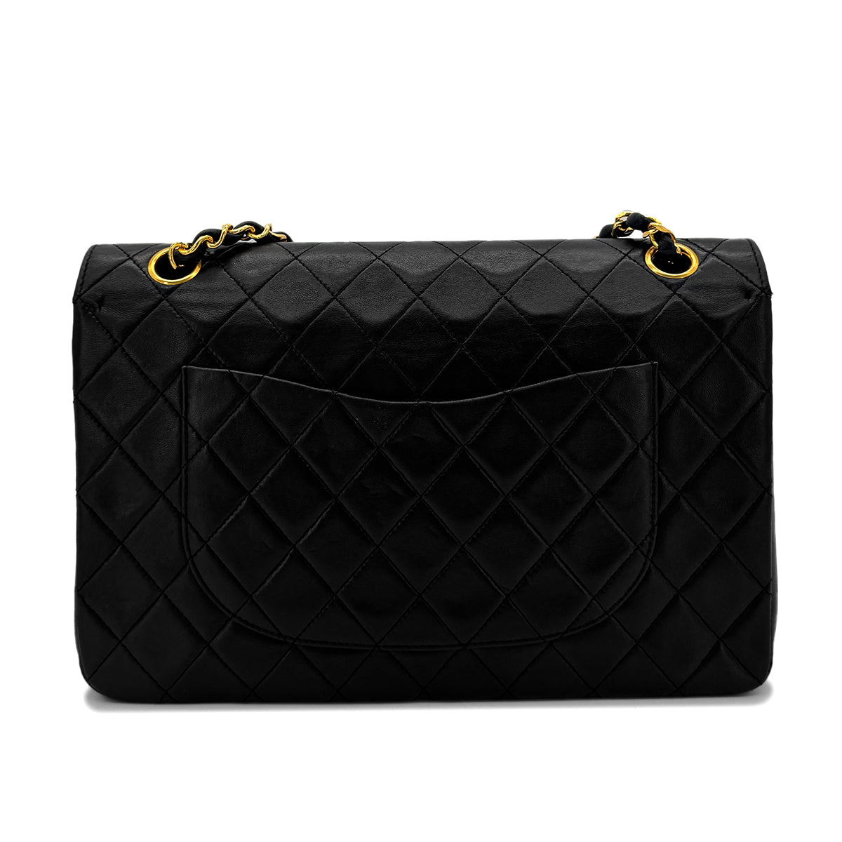 CHANEL VINTAGE MATELASSE CHAIN SHOULDER BAG BLACK LAMB SKIN 90291237