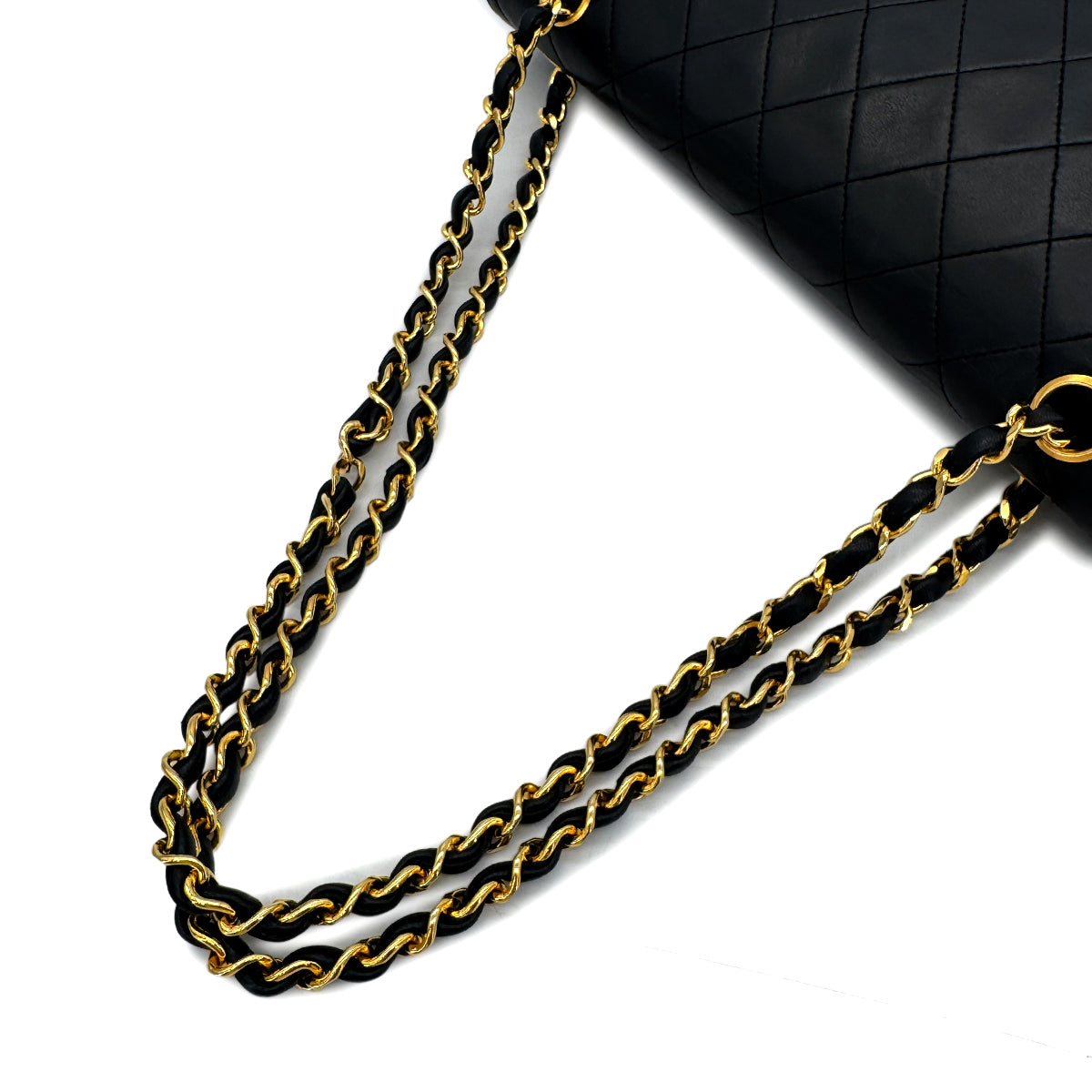 CHANEL VINTAGE MATELASSE CHAIN SHOULDER BAG BLACK LAMB SKIN 90291237
