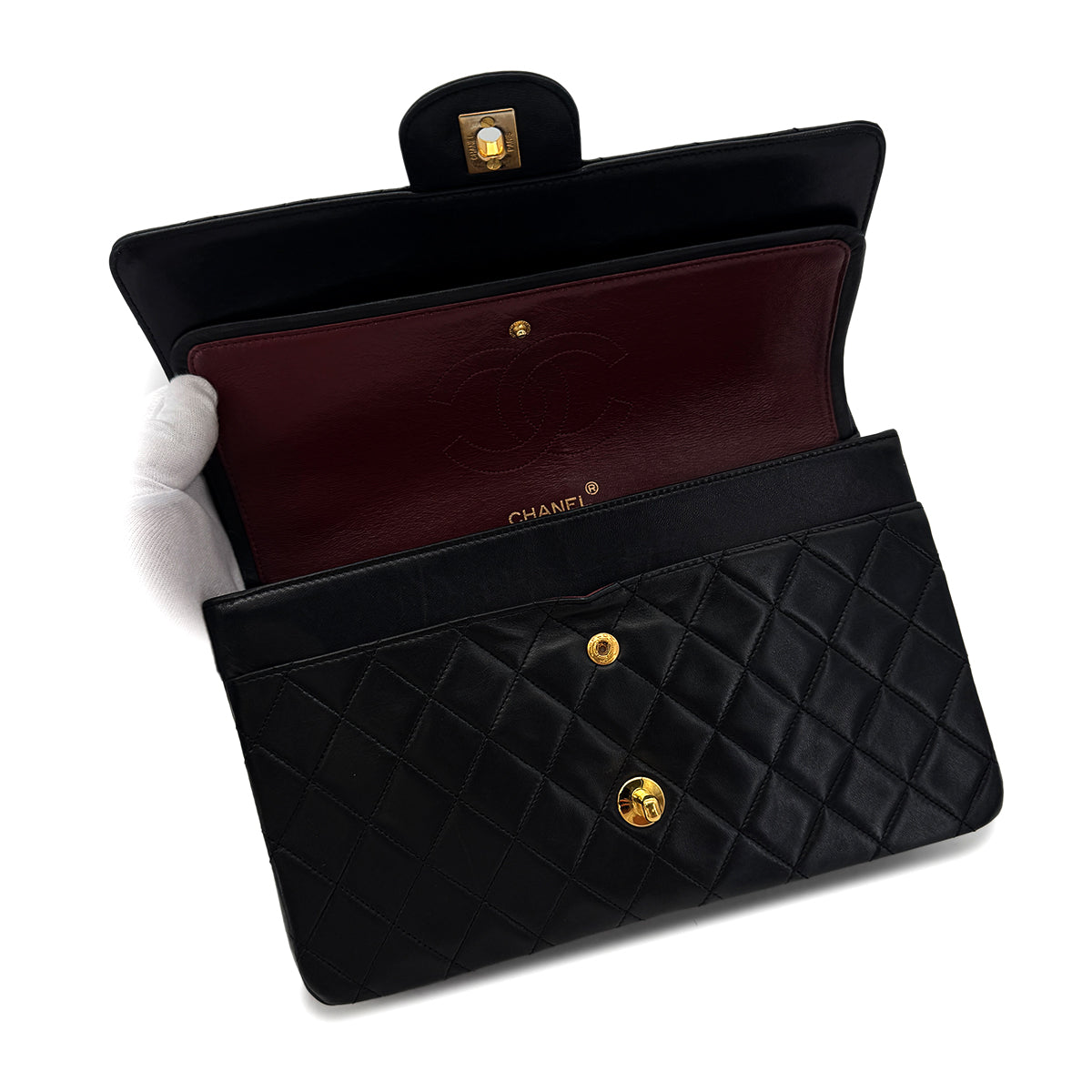 CHANEL VINTAGE MATELASSE CHAIN SHOULDER BAG BLACK LAMB SKIN 90291237