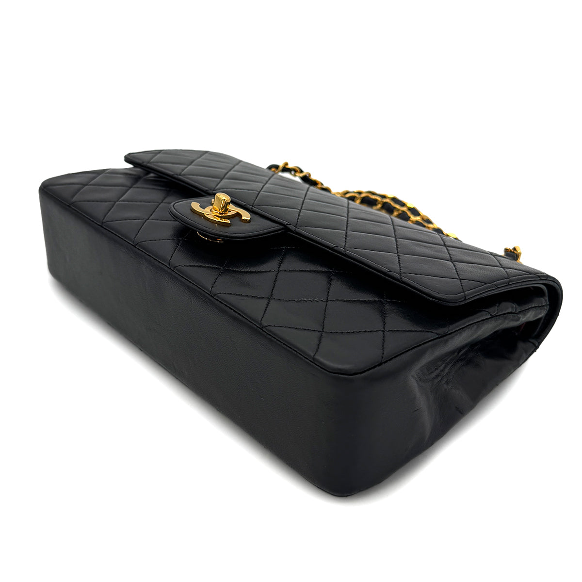 CHANEL VINTAGE MATELASSE CHAIN SHOULDER BAG BLACK LAMB SKIN 90291238