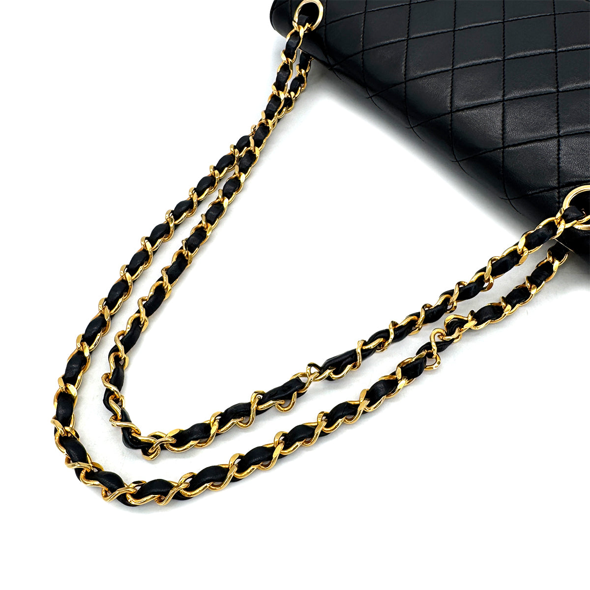 CHANEL VINTAGE MATELASSE CHAIN SHOULDER BAG BLACK LAMB SKIN 90291238
