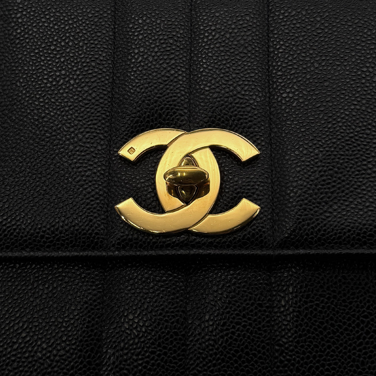 CHANEL VINTAGE MADEMOISELLE CHAIN SHOULDER BAG BLACK CAVIAR SKIN 90291239