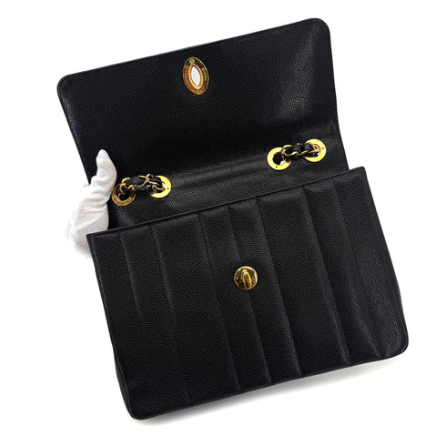 CHANEL VINTAGE MADEMOISELLE CHAIN SHOULDER BAG BLACK CAVIAR SKIN 90291239 - PURPOSE