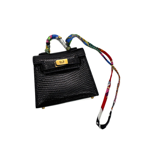 HERMES KELLY TWILLY CHARM BLACK LIZARD U 90291241 - PURPOSE