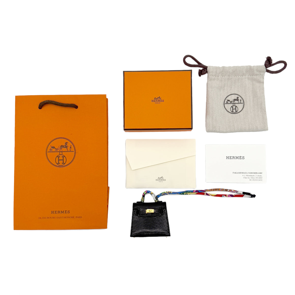 HERMES KELLY TWILLY CHARM BLACK LIZARD U 90291241
