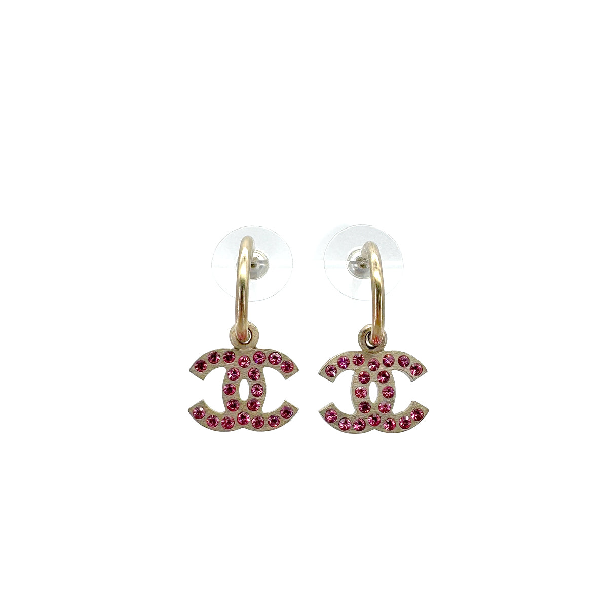 CHANEL EARRINGS COCOMARK RHINESTONE PINK ACCESSORY 06P 90291242