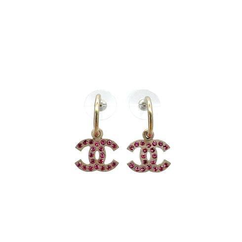 CHANEL EARRINGS COCOMARK RHINESTONE PINK ACCESSORY 06P 90291242 - PURPOSE