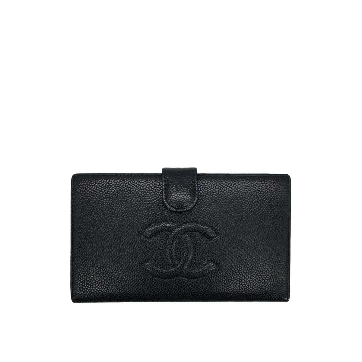 CHANEL VINTAGE BIFOLD LONG WALLET BLACK CAVIAR SKIN 90291245