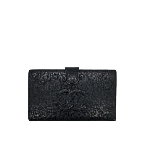 CHANEL VINTAGE BIFOLD LONG WALLET BLACK CAVIAR SKIN 90291245 - PURPOSE