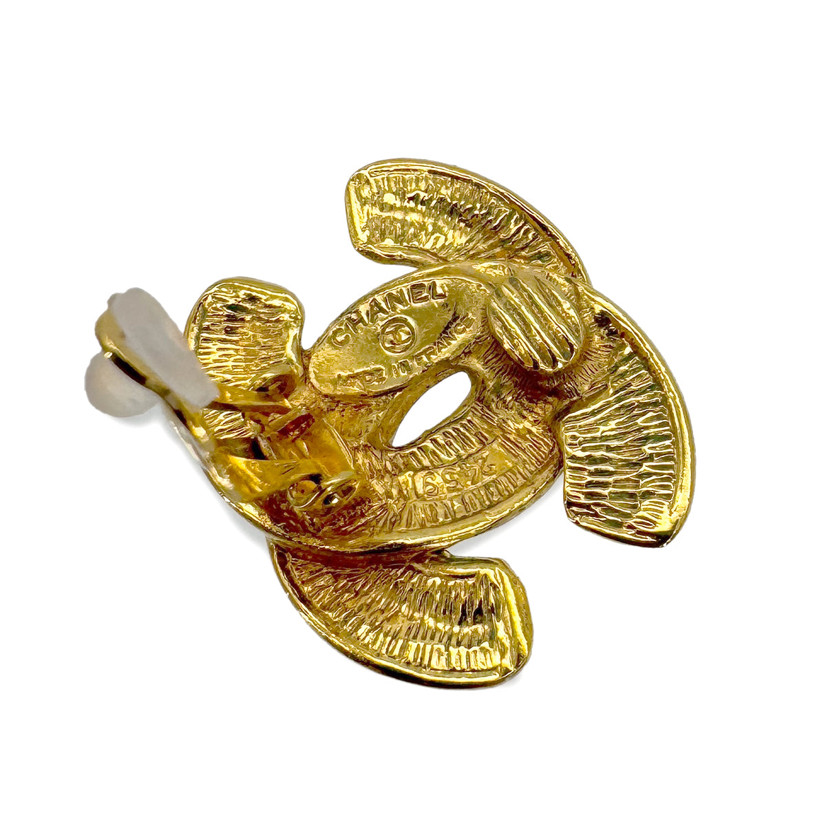 CHANEL VINTAGE EARRINGS COCOMARK MATELASSE GOLD ACCESSORY 90291249