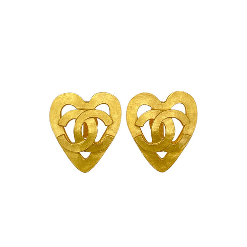 CHANEL VINTAGE HEART EARRINGS COCOMARK ACCESSORY 95P 90291252 - PURPOSE