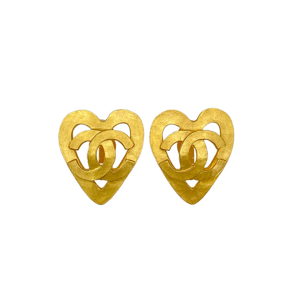 CHANEL VINTAGE HEART EARRINGS COCOMARK ACCESSORY 95P 90291252 - PURPOSE