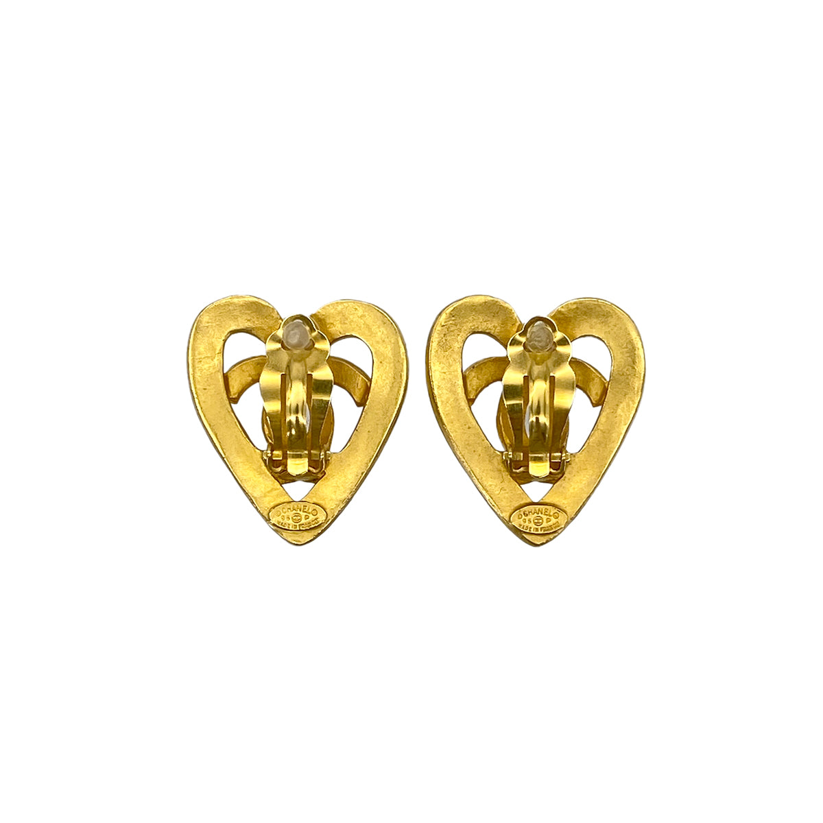 CHANEL VINTAGE HEART EARRINGS COCOMARK ACCESSORY 95P 90291252