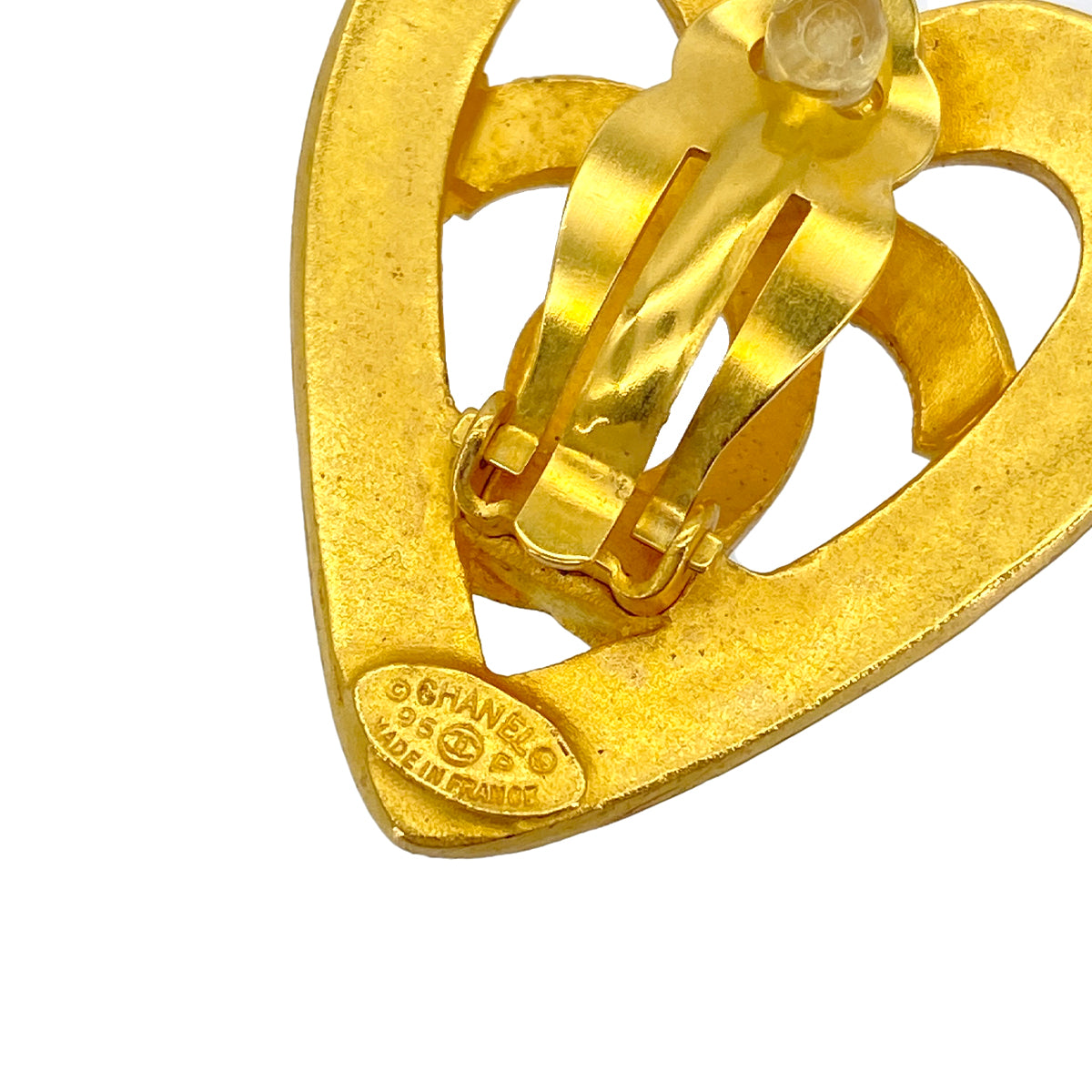 CHANEL VINTAGE HEART EARRINGS COCOMARK ACCESSORY 95P 90291252