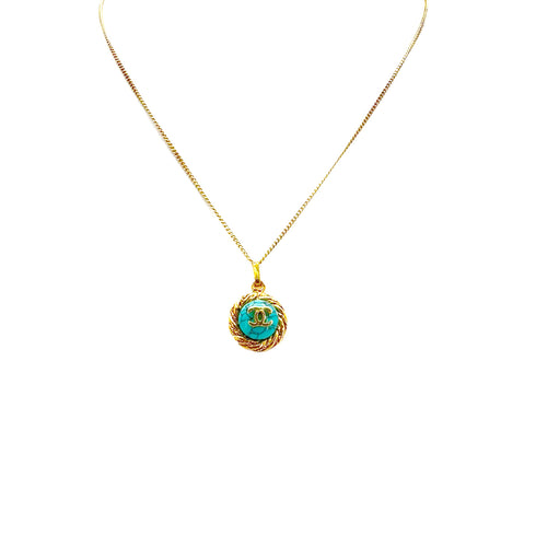 CHANEL NECKLACE COCOMARK TURQUOISE STONE GOLD ACCESSORY 90291255 - PURPOSE