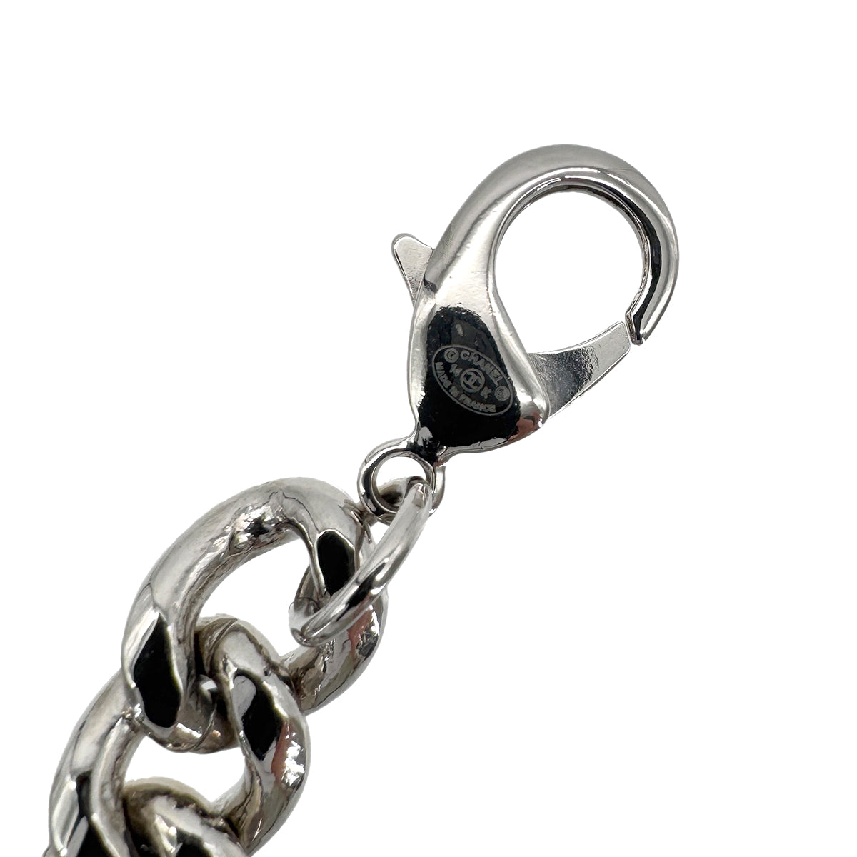 CHANEL VINTAGE COCOMARK CADENA KEY RING CLEAR SILVER CHAIN 14K 90291256