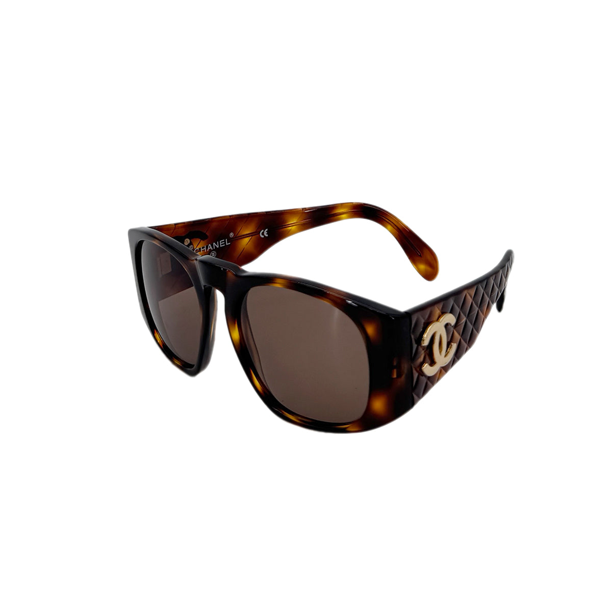 CHANEL VINTAGE SUNGLASSES COCOMARK MATELASSE TORTOISESHELL BROWN EYEWEAR 90291258