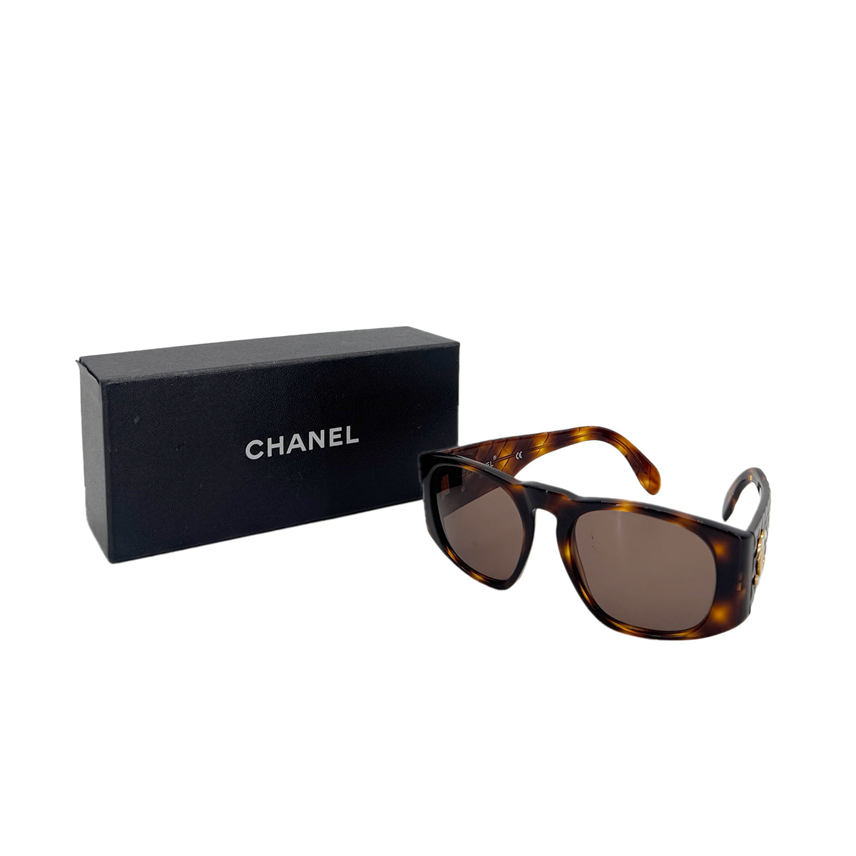 CHANEL VINTAGE SUNGLASSES COCOMARK MATELASSE TORTOISESHELL BROWN EYEWEAR 90291258
