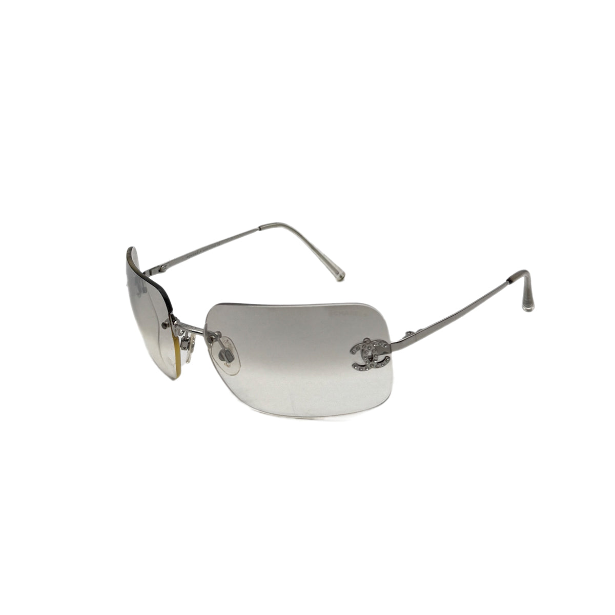 CHANEL VINTAGE SUNGLASSES COCOMARK RHINESTONE GRAY EYEWEAR 90291264
