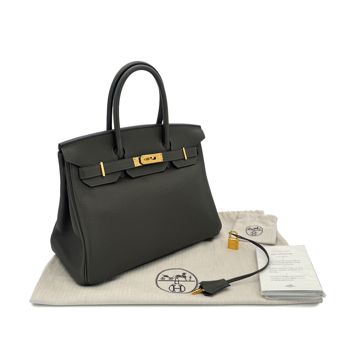 HERMES BIRKIN 30 VERT OLIVE TOGO HAND BAG Y GHW 90291299