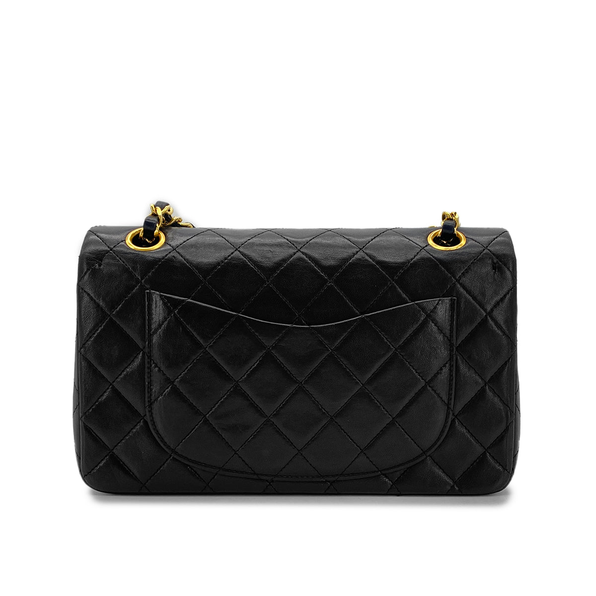 CHANEL VINTAGE CLASSIC FLAP SMALL CHAIN SHOULDER BAG BLACK LAMB SKIN 90291300