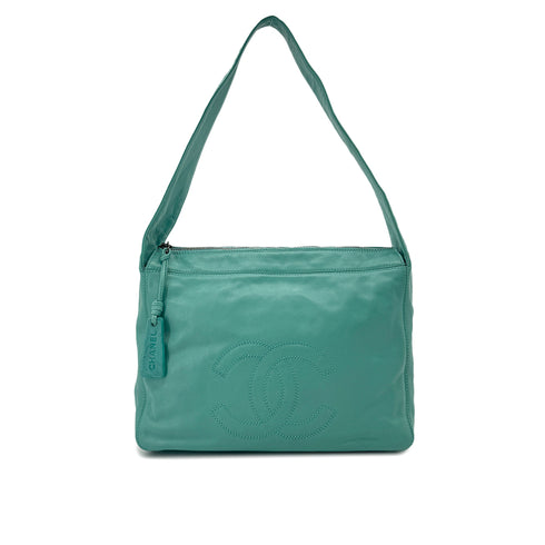 CHANEL VINTAGE BIG COCO SHOULDER BAG LIGHT GREEN LAMB SKIN 90291301 - PURPOSE