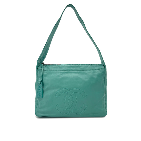 CHANEL VINTAGE BIG COCO SHOULDER BAG LIGHT GREEN LAMB SKIN 90291301 - PURPOSE