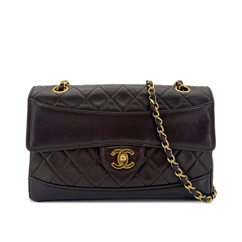 CHANEL VINTAGE MATELASSE CHAIN SHOULDER BAG BROWN LAMB SKIN 90291303 - PURPOSE