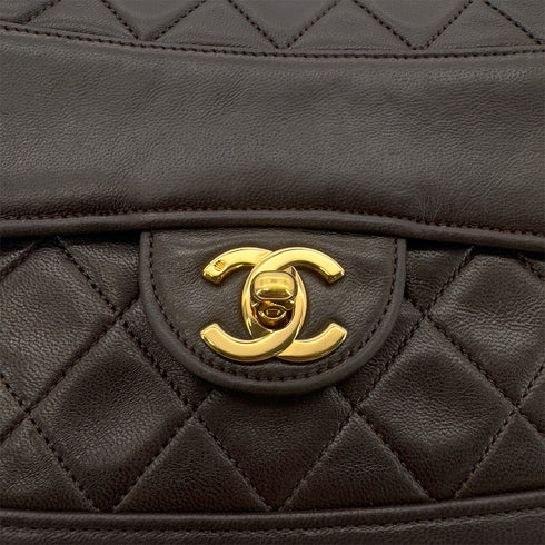 CHANEL VINTAGE MATELASSE CHAIN SHOULDER BAG BROWN LAMB SKIN 90291303 - PURPOSE