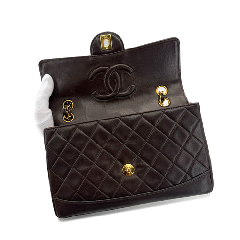 CHANEL VINTAGE MATELASSE CHAIN SHOULDER BAG BROWN LAMB SKIN 90291303 - PURPOSE