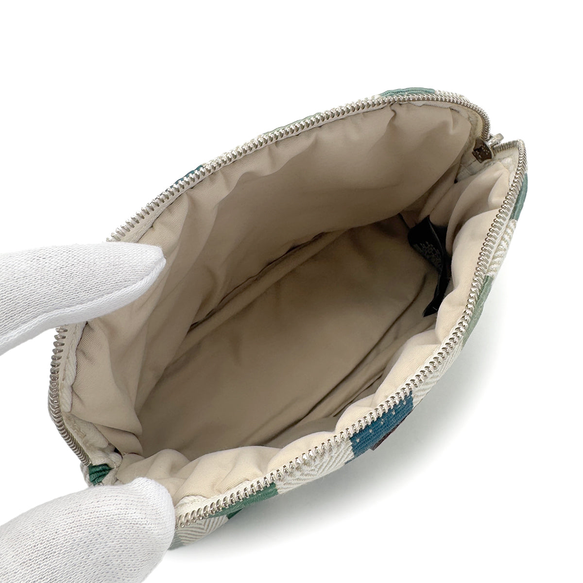 HERMES BOLIDE POUCH MINI GREEN NATURAL COTTON VISCOSE 90291304