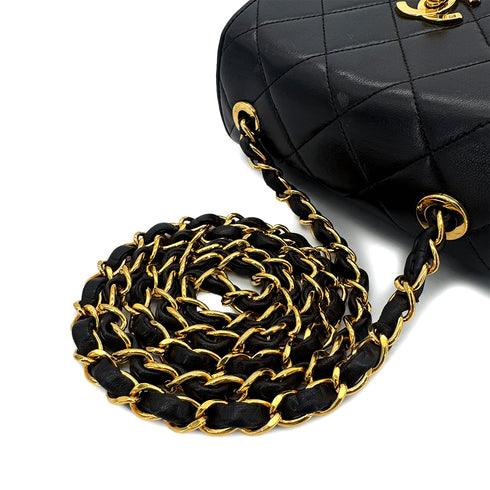 CHANEL VINTAGE MATELASSE CHAIN SHOULDER BAG BLACK LAMB SKIN 90291306 - PURPOSE