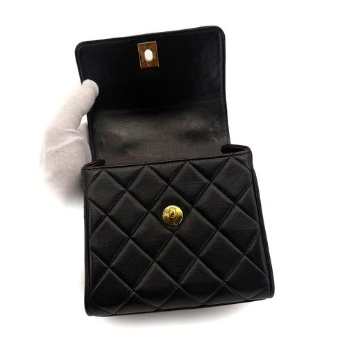 CHANEL VINTAGE MATELASSE CHAIN SHOULDER BAG BLACK LAMB SKIN 90291306 - PURPOSE