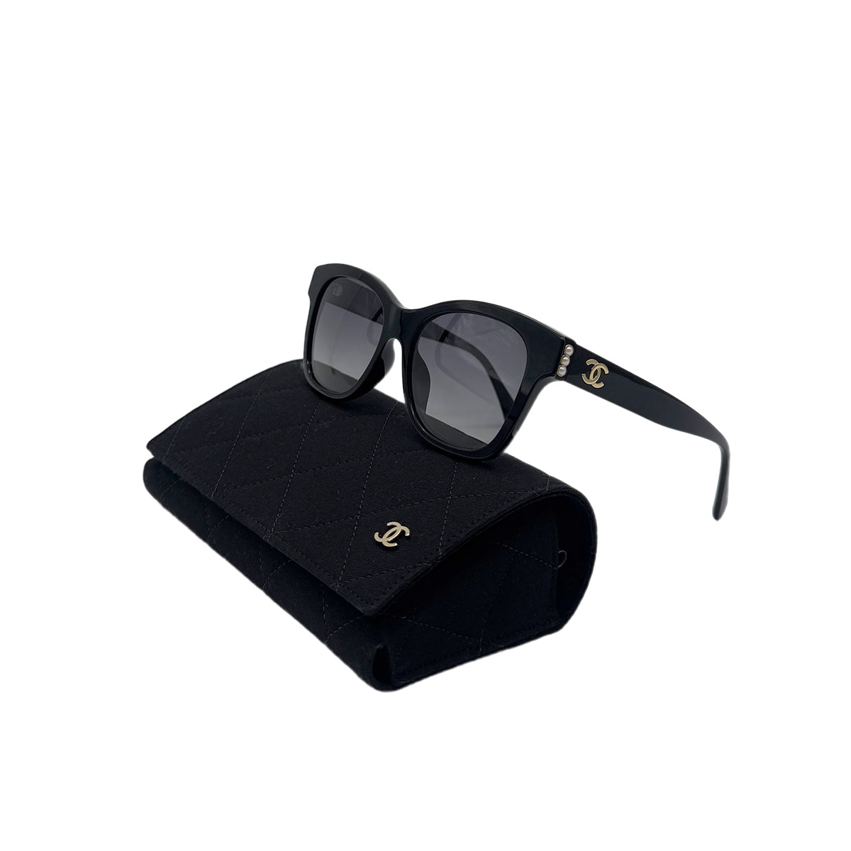 CHANEL SUNGLASSES COCOMARK FAUX PEARL BLACK EYEWEAR 90291308