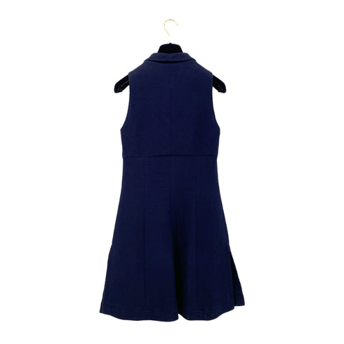 CHANEL COCO BUTTON SLEEVELESS DRESS NAVY COTTON 42 95P RTW 90291314