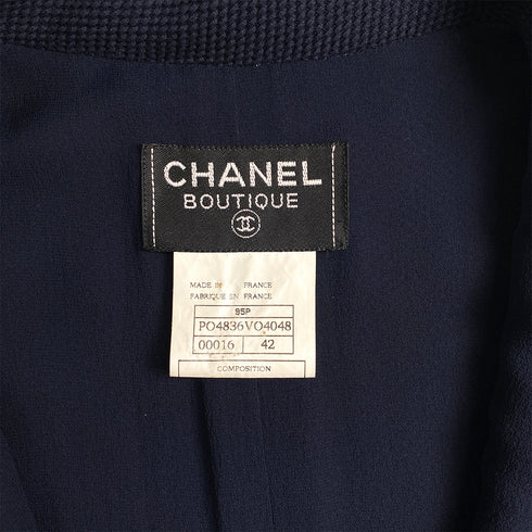 CHANEL COCO BUTTON SLEEVELESS DRESS NAVY COTTON 42 95P RTW 90291314