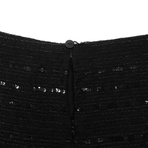 CHANEL VINTAGE SHORT SLEEVE DRESS SEQUINS BLACK NYLON 38 00C RTW 90291315 - PURPOSE