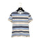 CHANEL VINTAGE MULTI COLOR STRIPE T-SHIRT LOGO PLATE BLUE GRAY NYLON 40 00C RTW 90291316 - PURPOSE