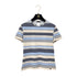 CHANEL VINTAGE MULTI COLOR STRIPE T-SHIRT LOGO PLATE BLUE GRAY NYLON 40 00C RTW 90291316 - PURPOSE
