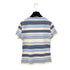 CHANEL VINTAGE MULTI COLOR STRIPE T-SHIRT LOGO PLATE BLUE GRAY NYLON 40 00C RTW 90291316 - PURPOSE