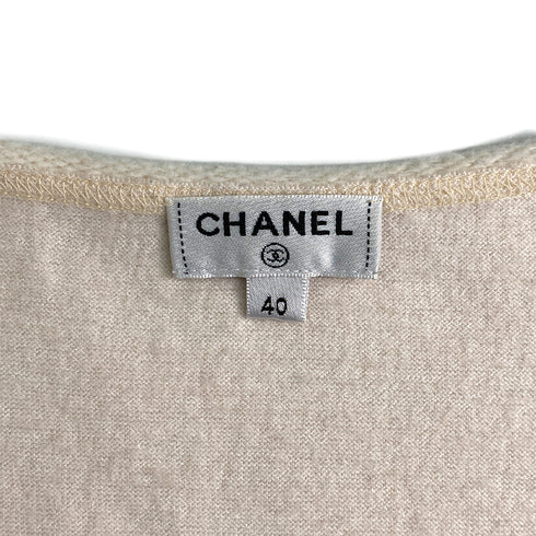 CHANEL SHORT SLEEVE TOPS COCOMARK ROSE SEQUINS IVORY WOOL 40 P56 RTW 90291317