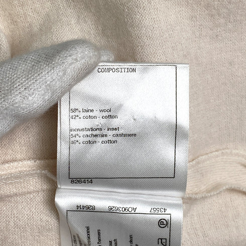 CHANEL SHORT SLEEVE TOPS COCOMARK ROSE SEQUINS IVORY WOOL 40 P56 RTW 90291317