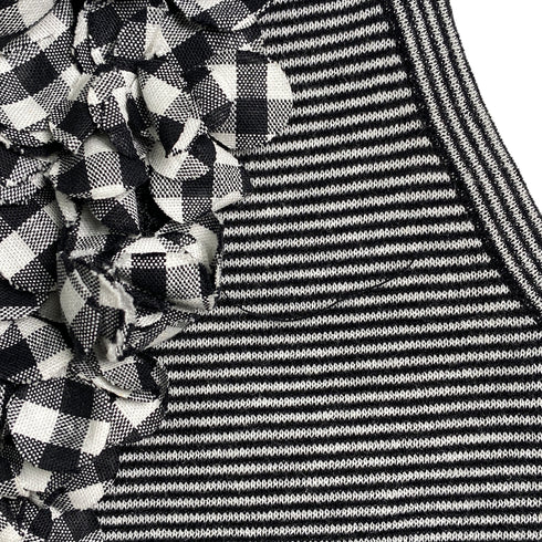 CHANEL SLEEVELESS TOPS BORDER FLOWER MOTIF BLACK WHITE COTTON 38 P56 RTW 90291318