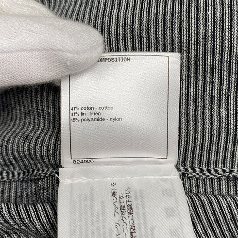 CHANEL SLEEVELESS TOPS BORDER FLOWER MOTIF BLACK WHITE COTTON 38 P56 RTW 90291318