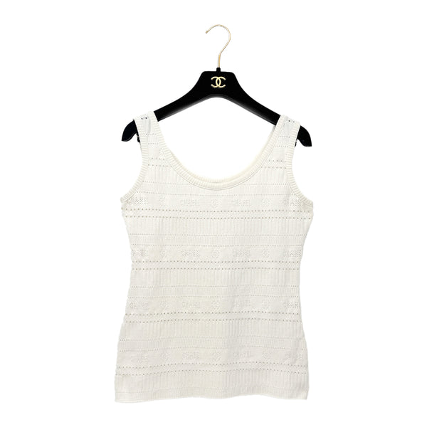 CHANEL SLEEVELESS KNIT TOPS WHITE NYLON 42 97P RTW 90291319