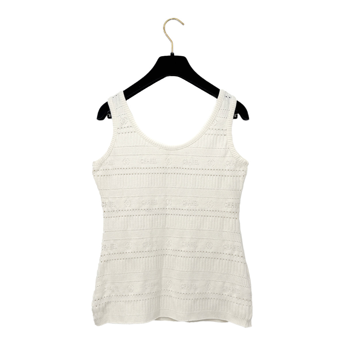 CHANEL SLEEVELESS KNIT TOPS WHITE NYLON 42 97P RTW 90291319