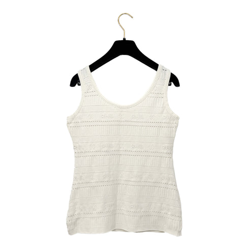 CHANEL SLEEVELESS KNIT TOPS WHITE NYLON 42 97P RTW 90291319