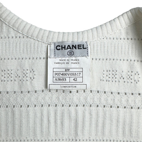 CHANEL SLEEVELESS KNIT TOPS WHITE NYLON 42 97P RTW 90291319