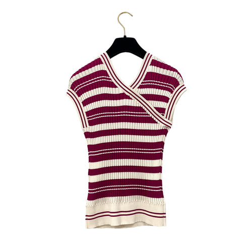 CHANEL TOPS LOGO BORDER 31 RUE CAMBON PINK IVORY SILK 38 P60 RTW 90291320