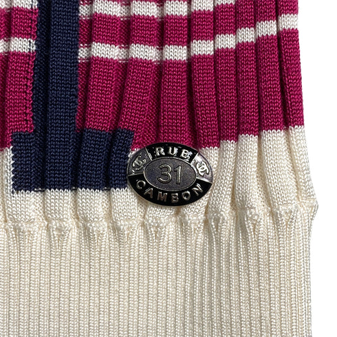 CHANEL TOPS LOGO BORDER 31 RUE CAMBON PINK IVORY SILK 38 P60 RTW 90291320